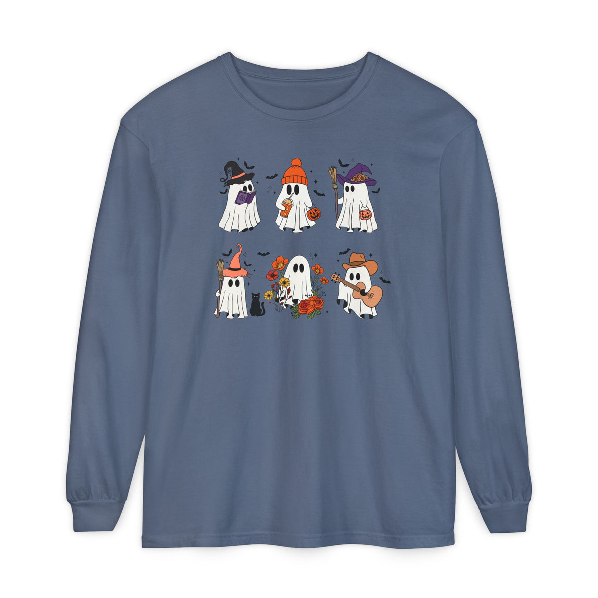 Halloween Ghost Cats Long Sleeve Tshirt | Fun Holiday original design Long Sleeve