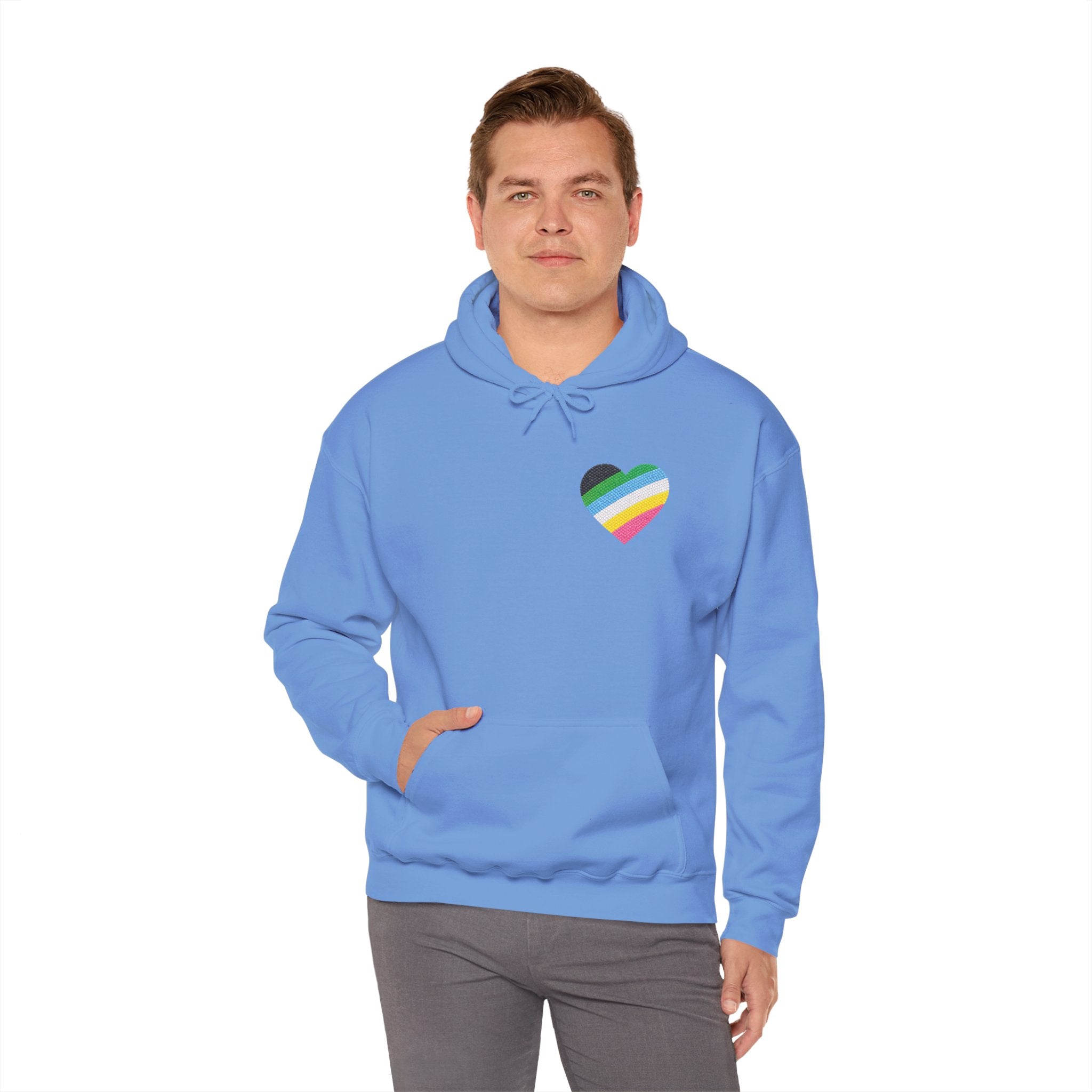 Disability Pride Heart Hoodie | Rainbow Striped Heart Pullover