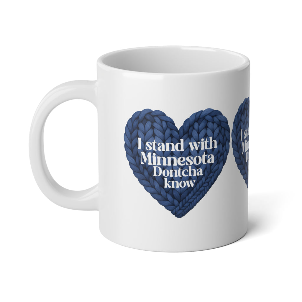 I Stand With Minnesota heart knit design Mug | 20oz jumbo coffee mug
