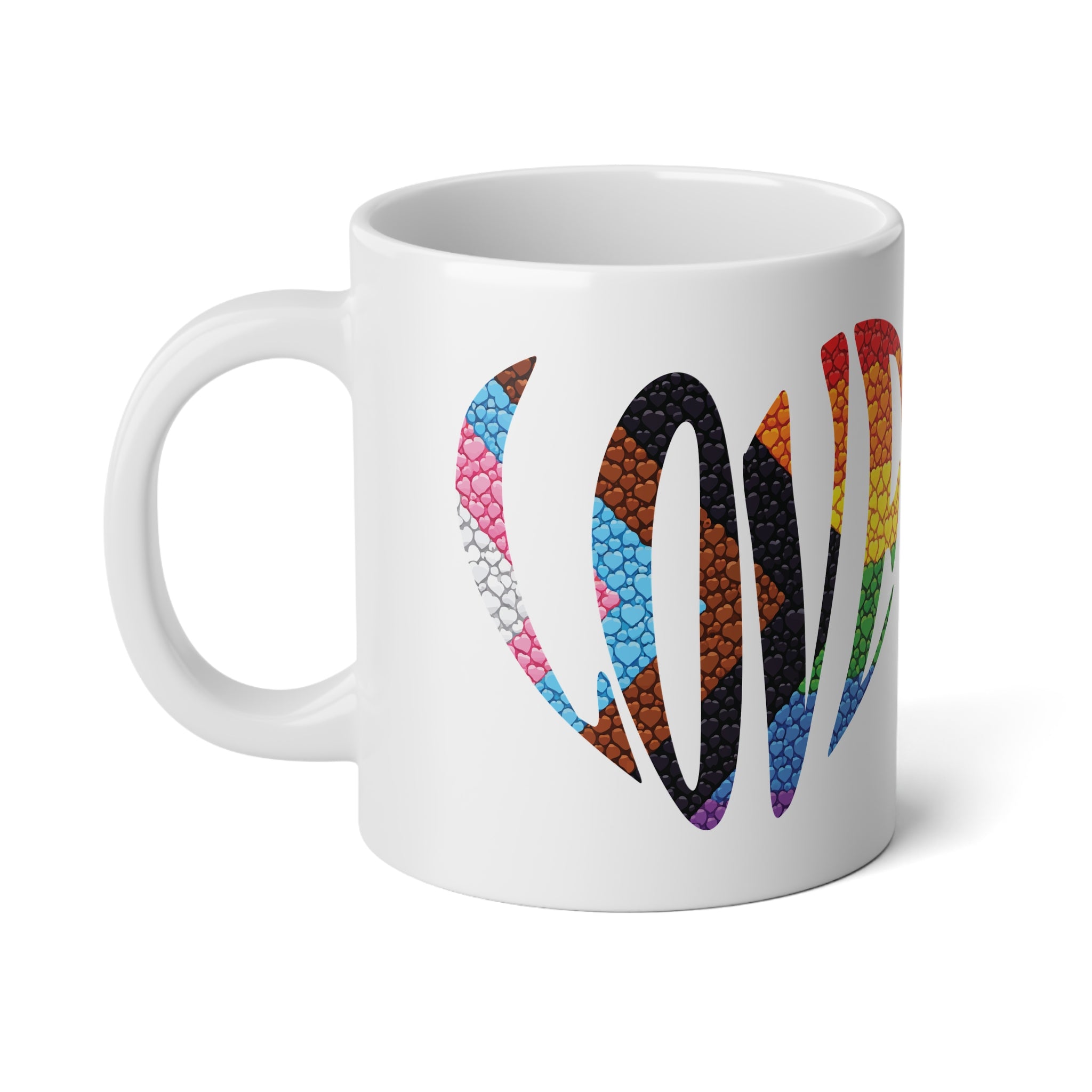 Rainbow Pride Heart Mug | Colorful Heart Love 20oz Jumbo Ceramic Mug