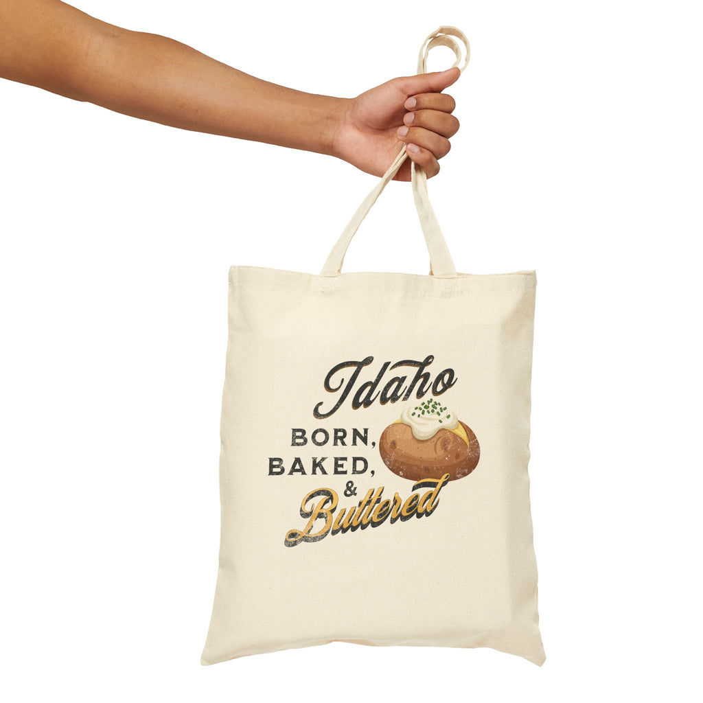 Vintage 'Idaho Born Baked and Buttered' Grocery Tote Bag