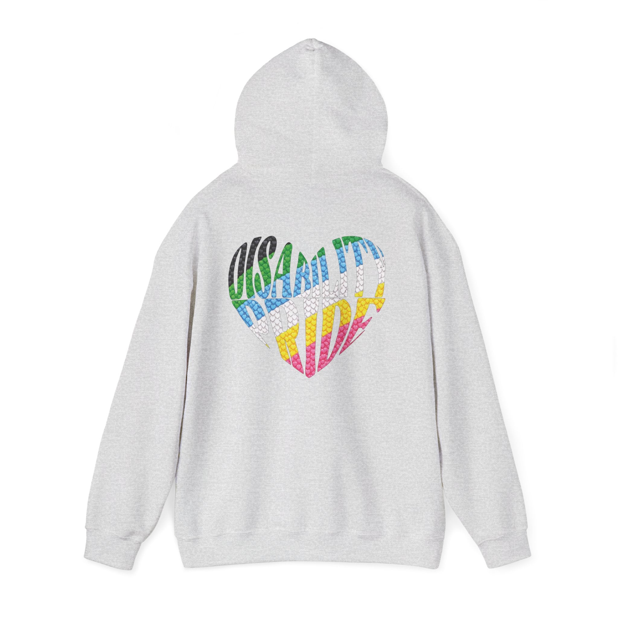 Disability Pride Heart Hoodie | Rainbow Striped Heart Pullover