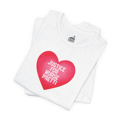 Justice For Nurse Pretti T-Shirt | Heart Graphic, Nurse Advocacy Tee