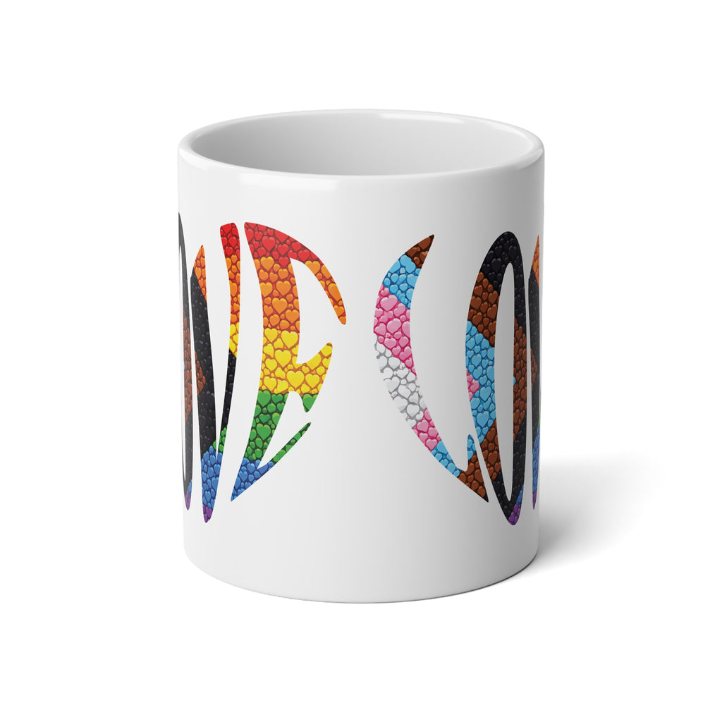Rainbow Pride Heart Mug | Colorful Heart Love 20oz Jumbo Ceramic Mug