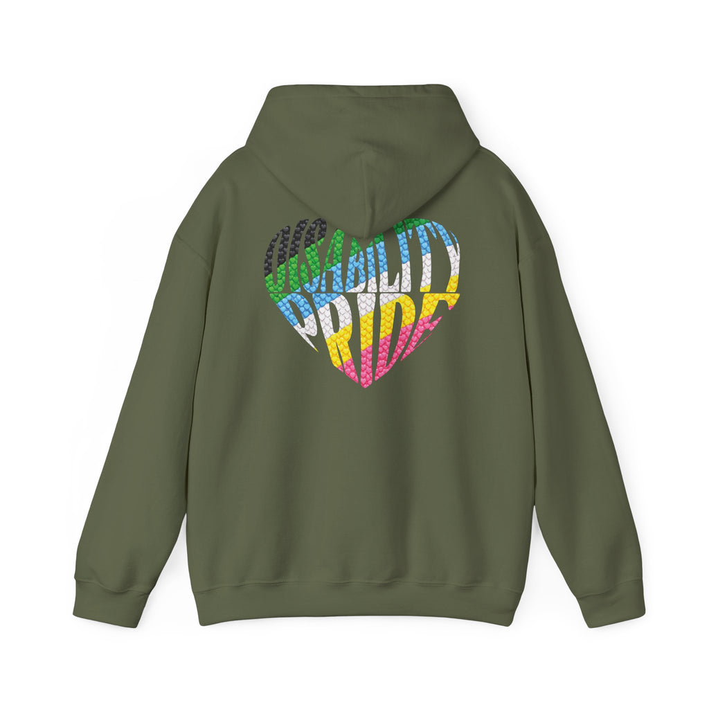 Disability Pride Heart Hoodie | Rainbow Striped Heart Pullover