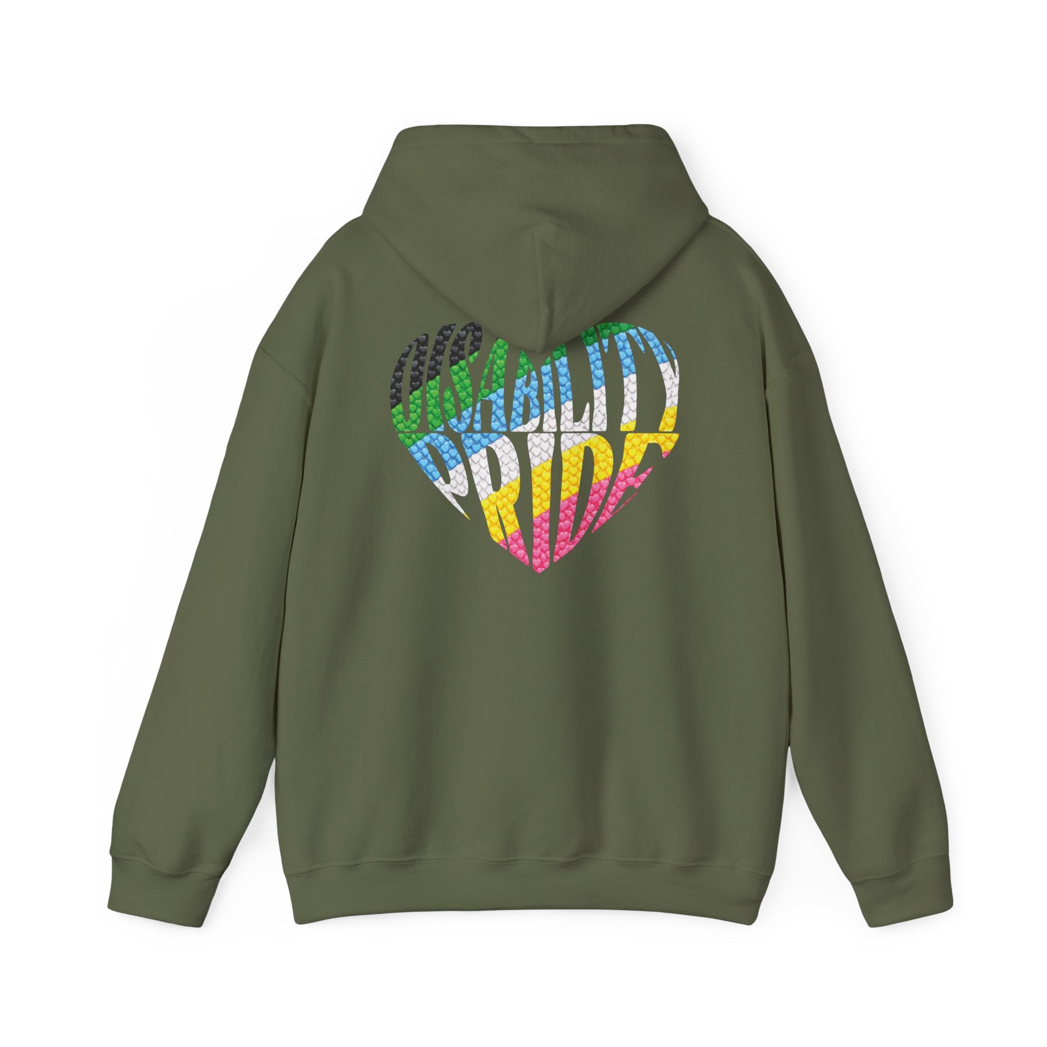 Disability Pride Heart Hoodie | Rainbow Striped Heart Pullover
