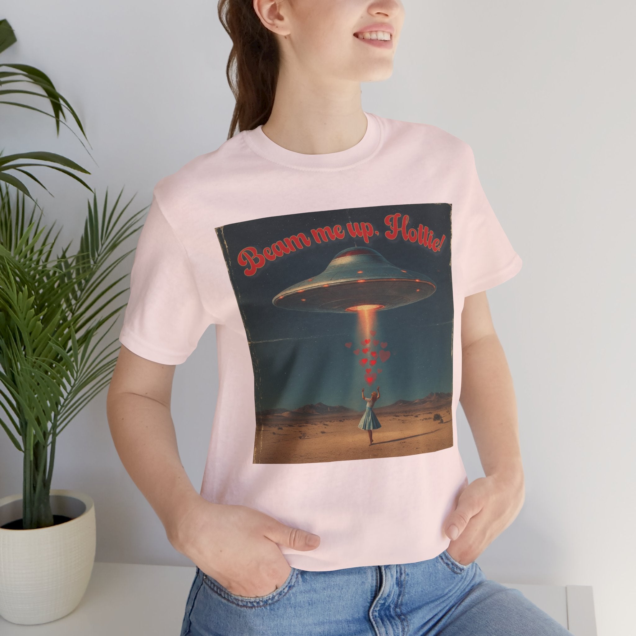 Beam Me Up, Hottie Valentine Tshirt | Star Trek pun for fun Valentine's gift | Sci-fi star crossed lovers top | Abducted by Love Shirt