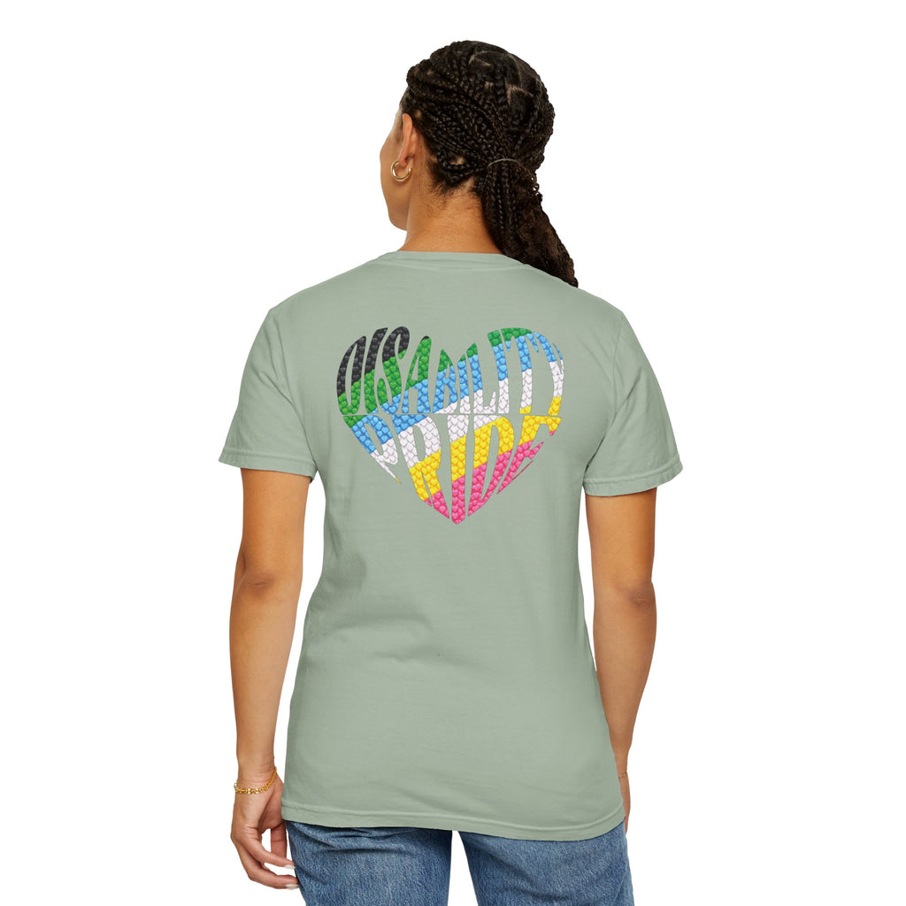 Disability Pride Heart T-Shirt | Rainbow Striped Heart Tee
