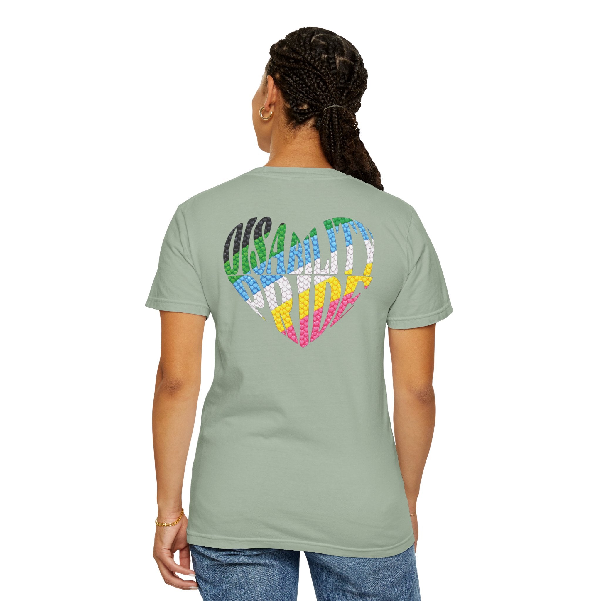 Disability Pride Heart T-Shirt | Rainbow Striped Heart Tee