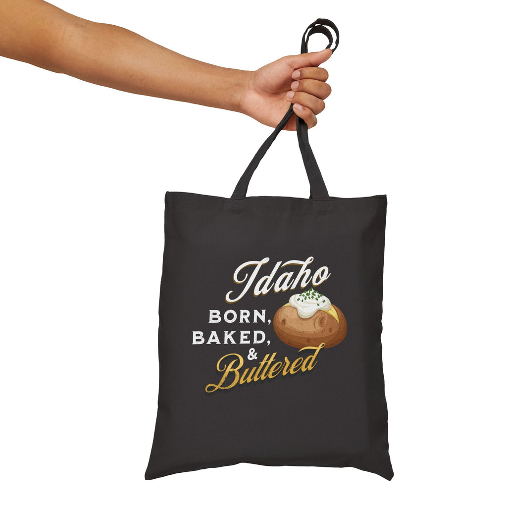 Vintage 'Idaho Born Baked and Buttered' Grocery Tote Bag