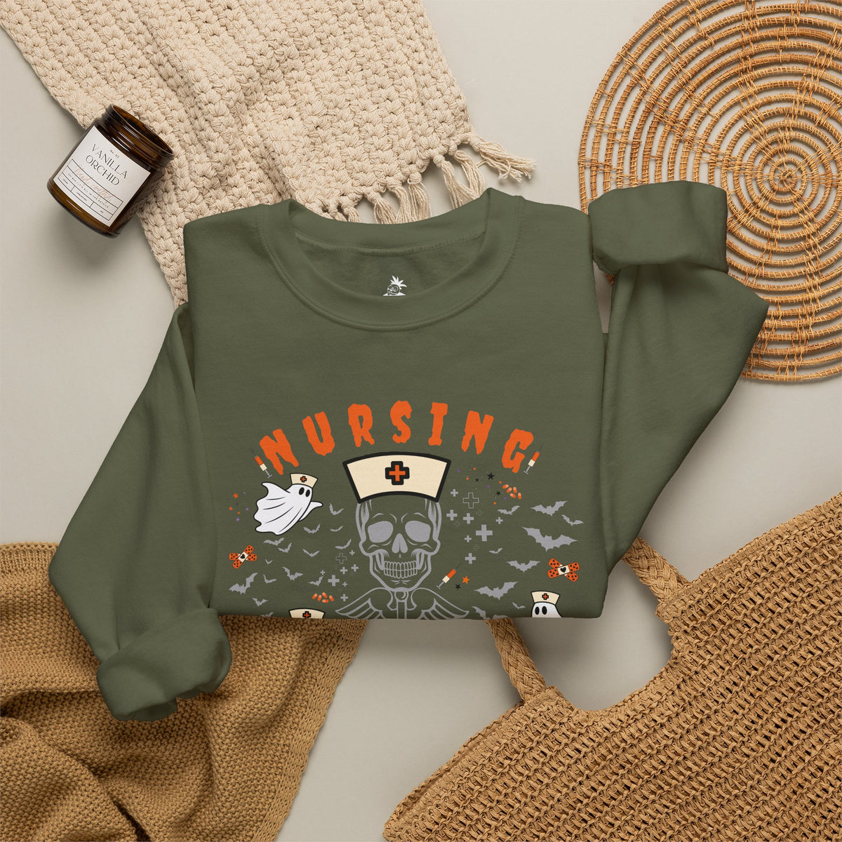 Nursing Assistant Skull Crewneck Sweatshirt — Halloween Nurse Gift