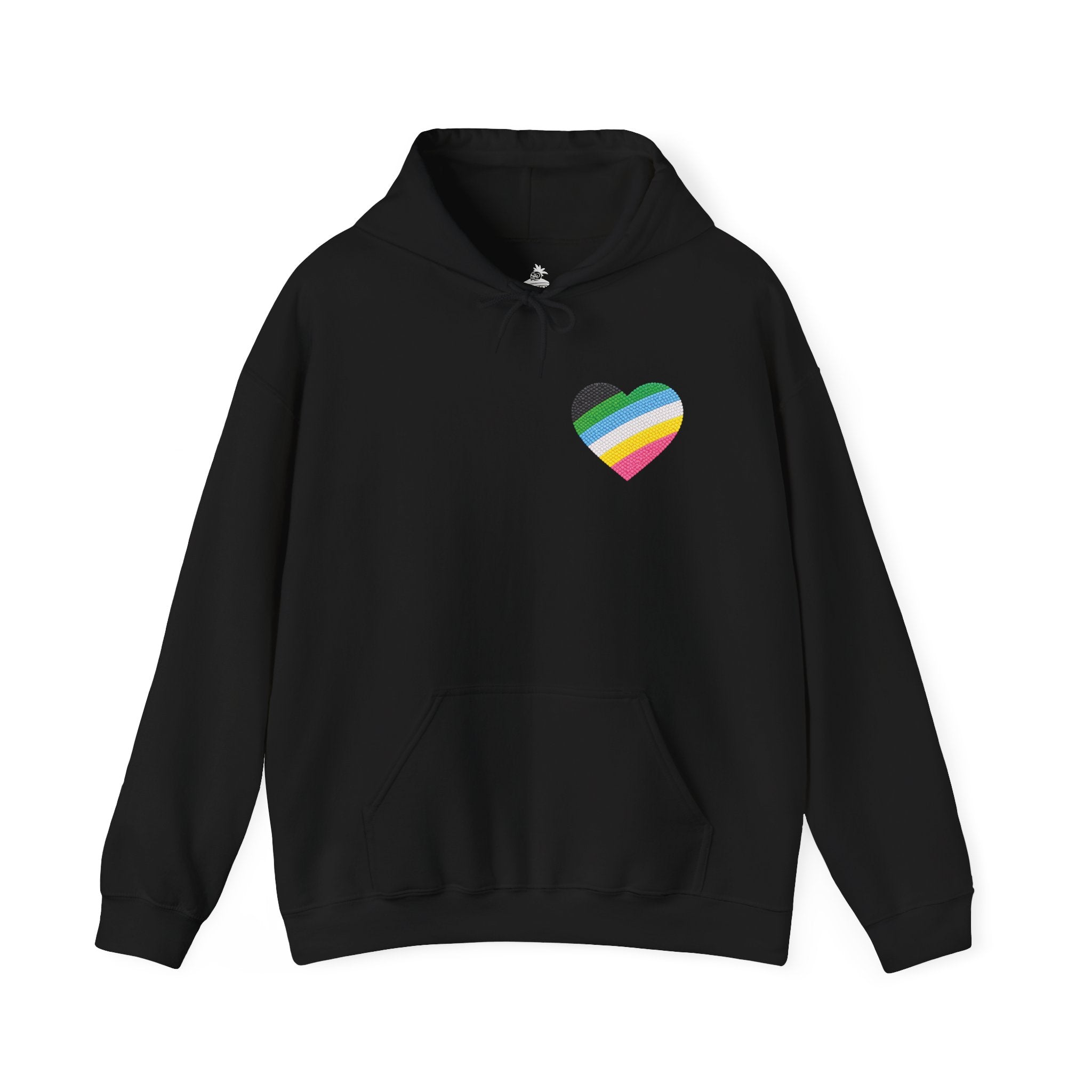 Disability Pride Heart Hoodie | Rainbow Striped Heart Pullover