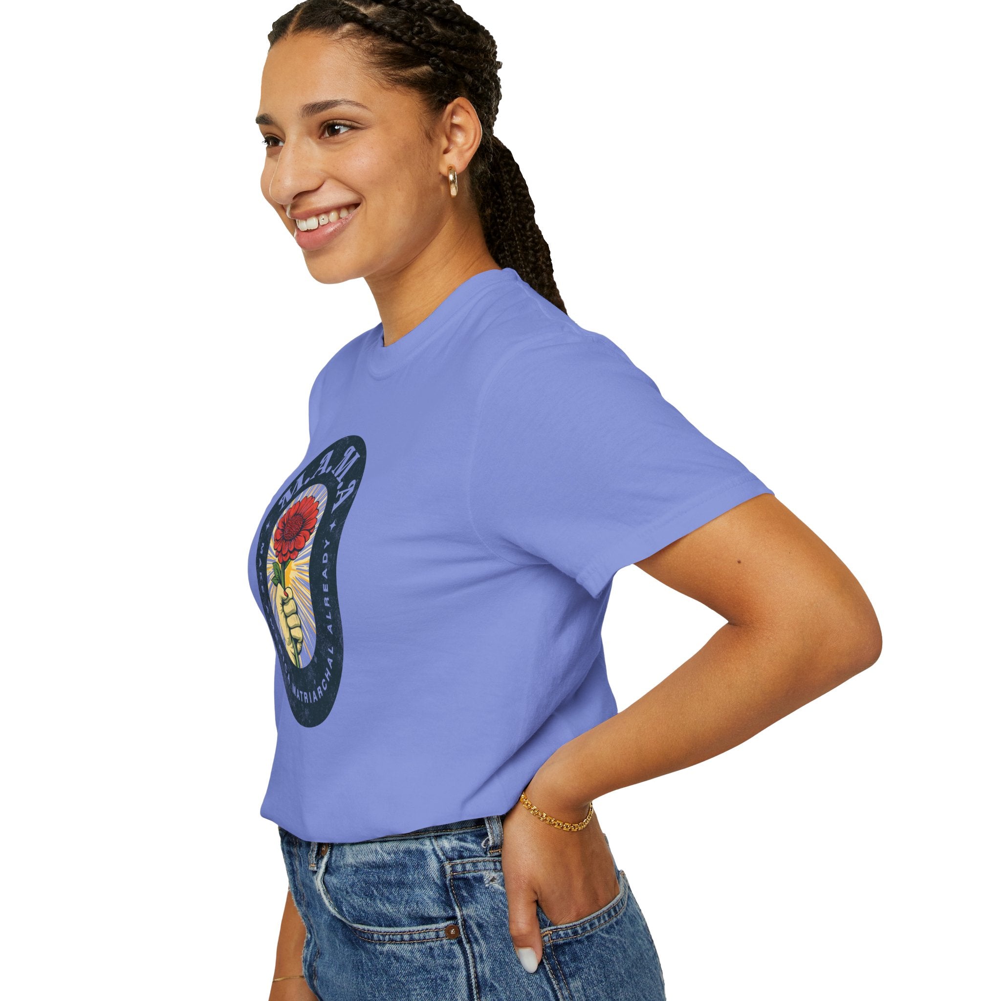 Mama Make America Matriarchal Already Flower T-Shirt — Vintage Rose Hand Graphic Tee