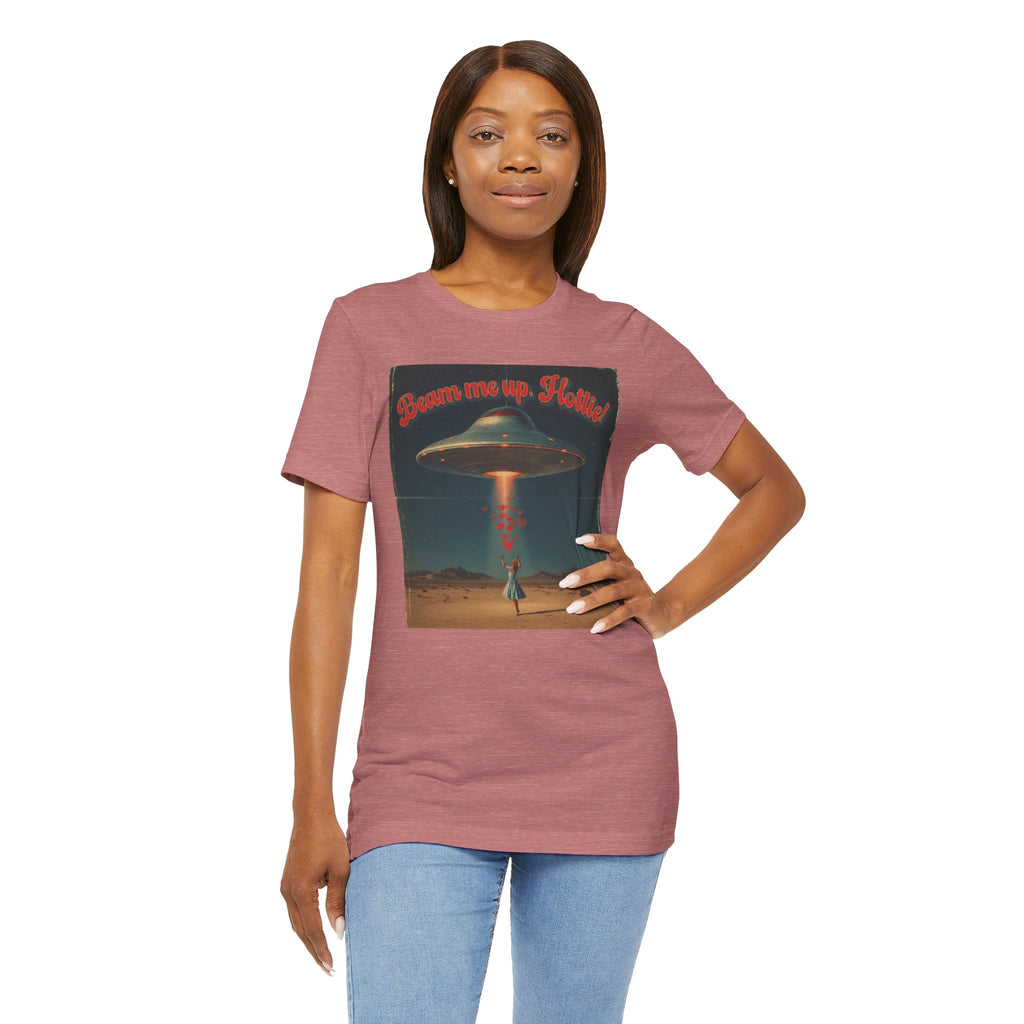 Beam Me Up, Hottie Valentine Tshirt | Star Trek pun for fun Valentine's gift | Sci-fi star crossed lovers top | Abducted by Love Shirt