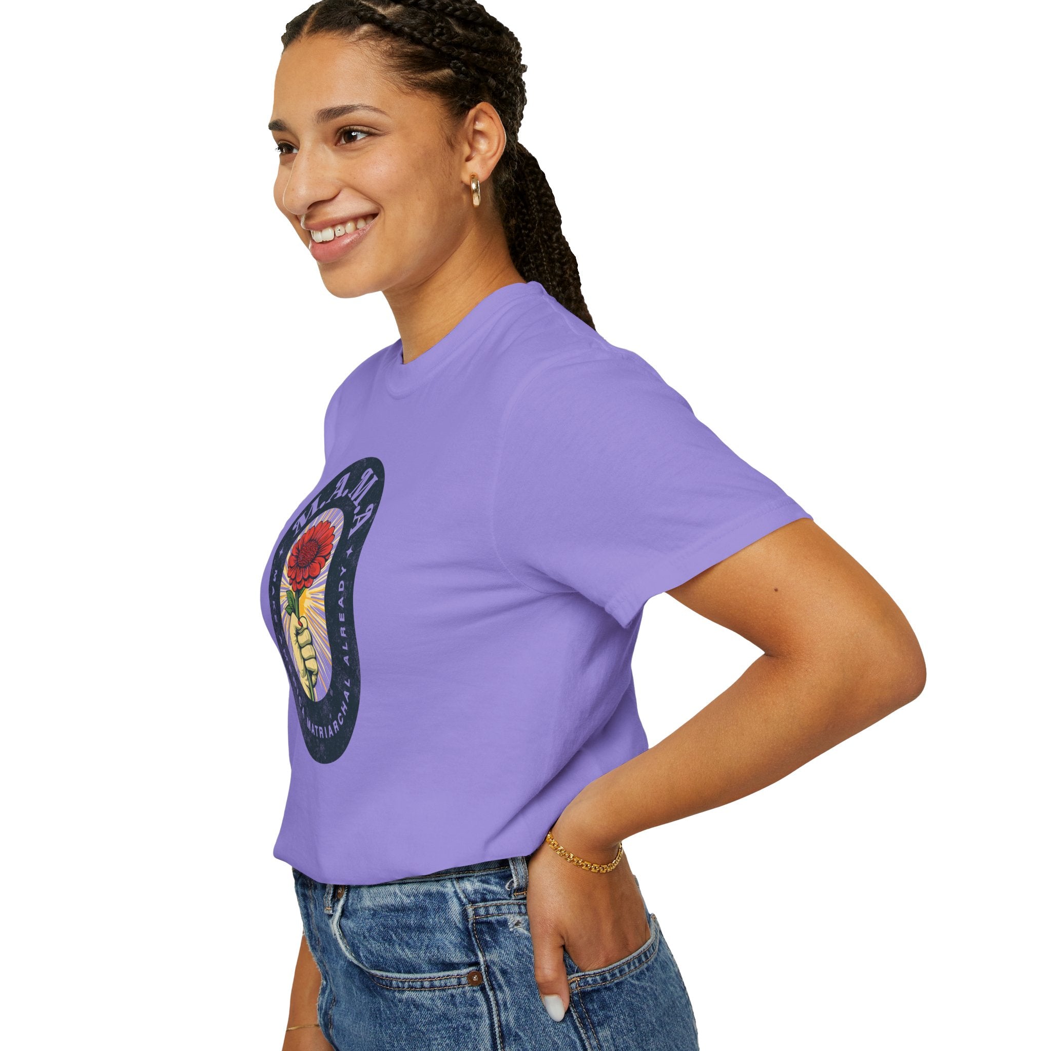 Mama Make America Matriarchal Already Flower T-Shirt — Vintage Rose Hand Graphic Tee