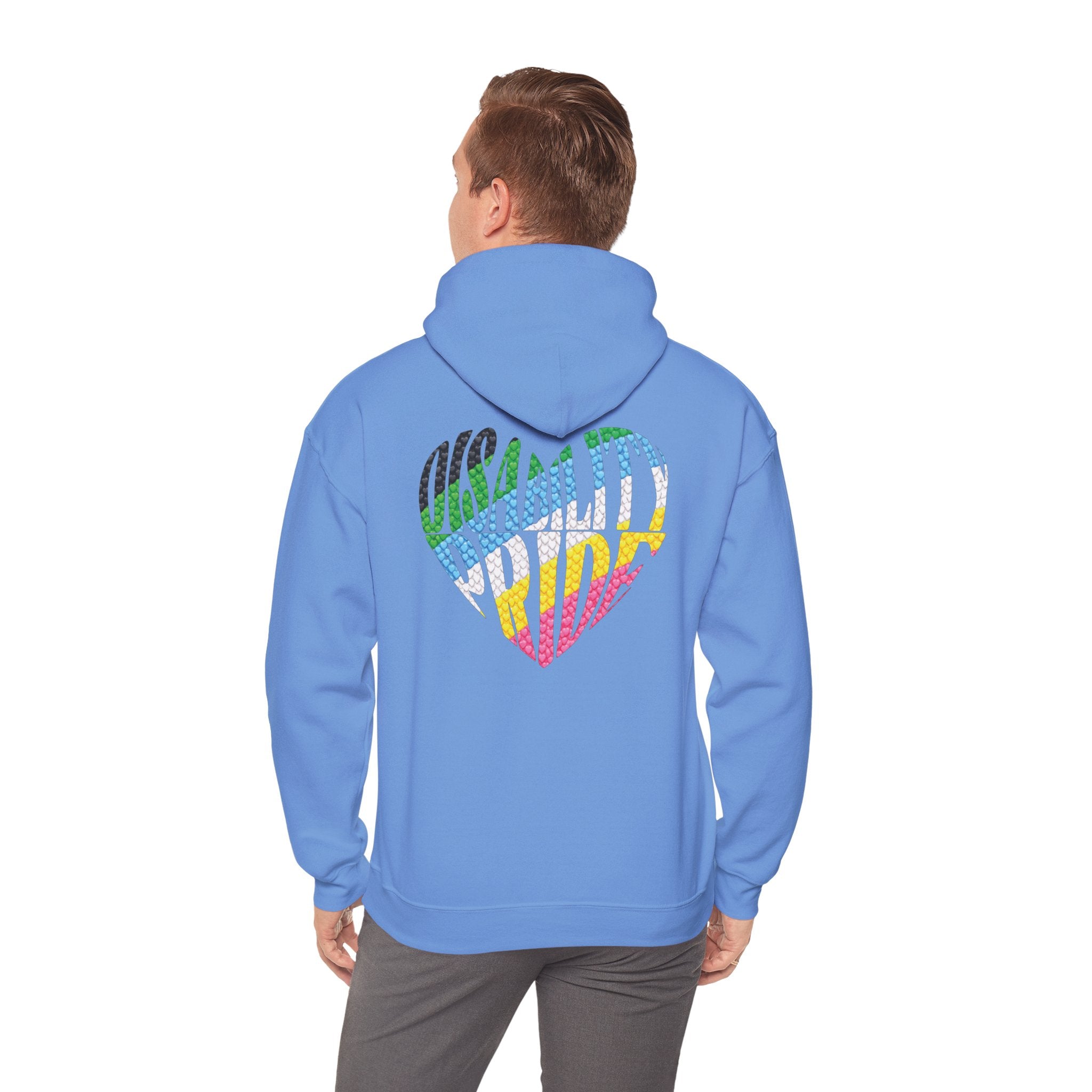 Disability Pride Heart Hoodie | Rainbow Striped Heart Pullover