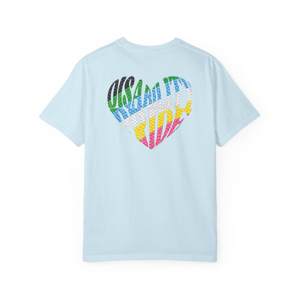 Disability Pride Heart T-Shirt | Rainbow Striped Heart Tee