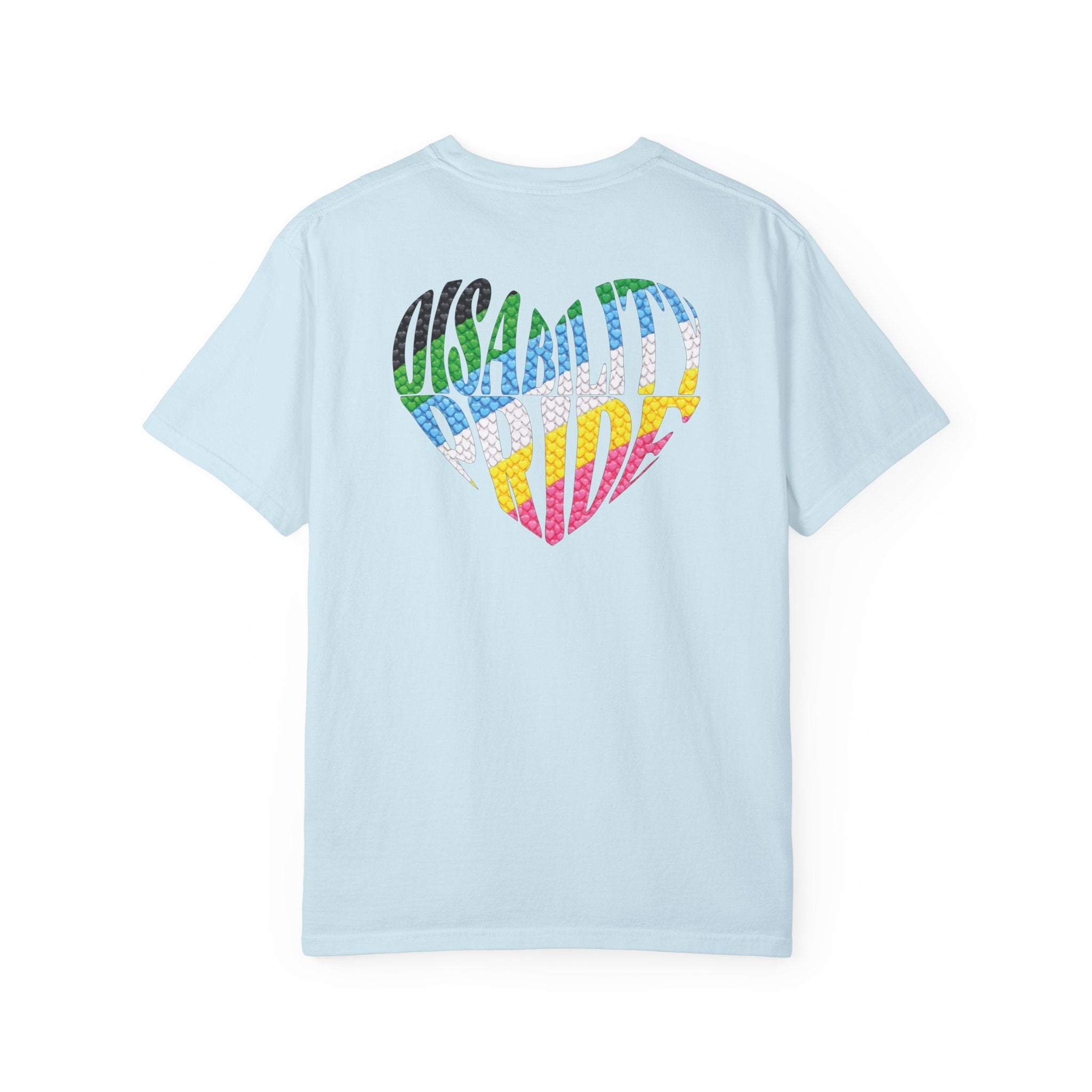 Disability Pride Heart T-Shirt | Rainbow Striped Heart Tee