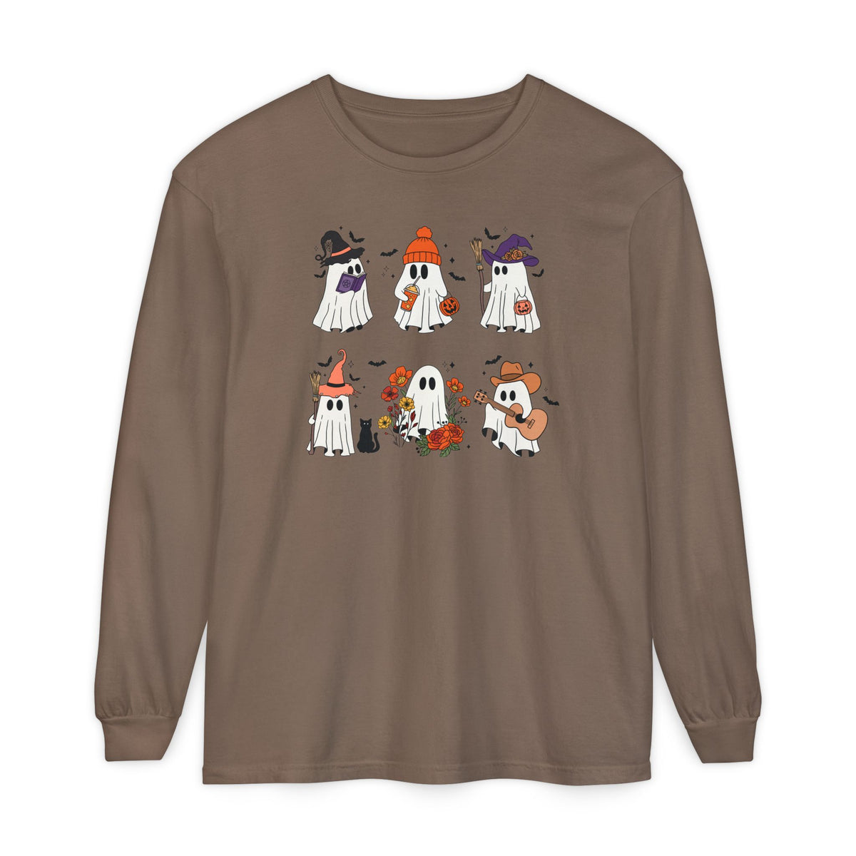 Halloween Ghost Cats Long Sleeve Tshirt | Fun Holiday original design Long Sleeve