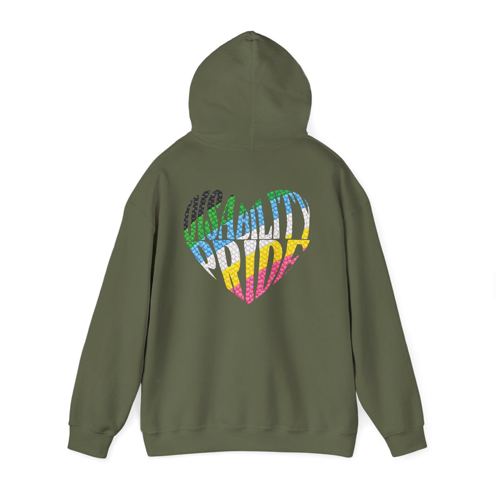Disability Pride Heart Hoodie | Rainbow Striped Heart Pullover
