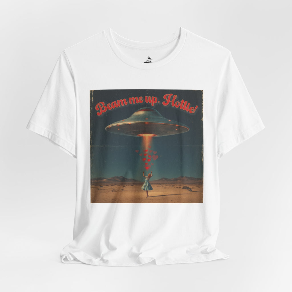 Beam Me Up, Hottie Valentine Tshirt | Star Trek pun for fun Valentine's gift | Sci-fi star crossed lovers top | Abducted by Love Shirt