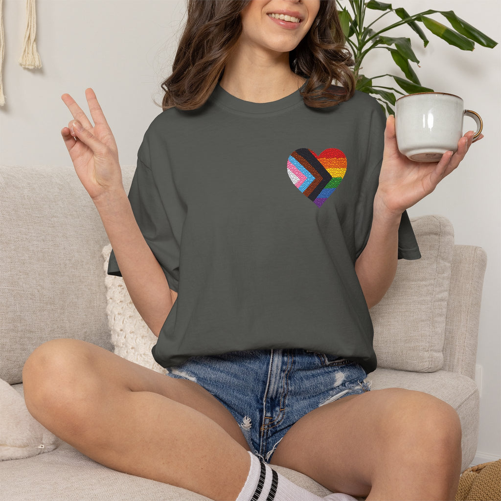 Pride Heart T-Shirt | Rainbow Striped Love Heart Tee