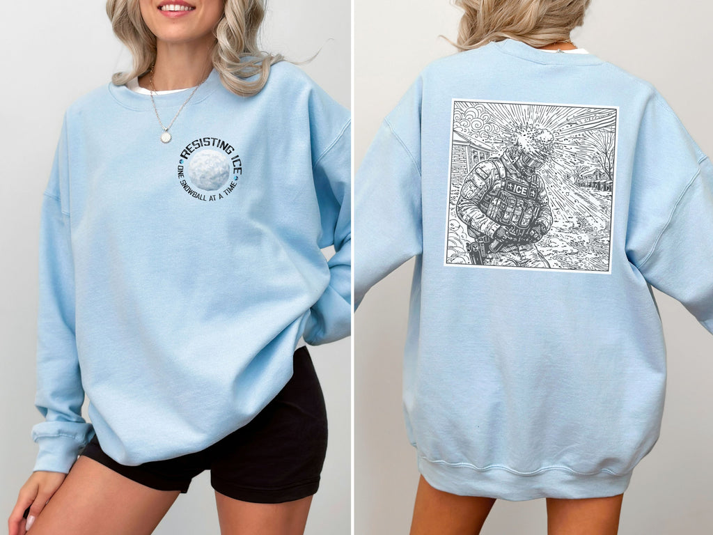 Resisting Ice One Snowball At A Time | Detailed Back Illustration Nailed With A Snowa