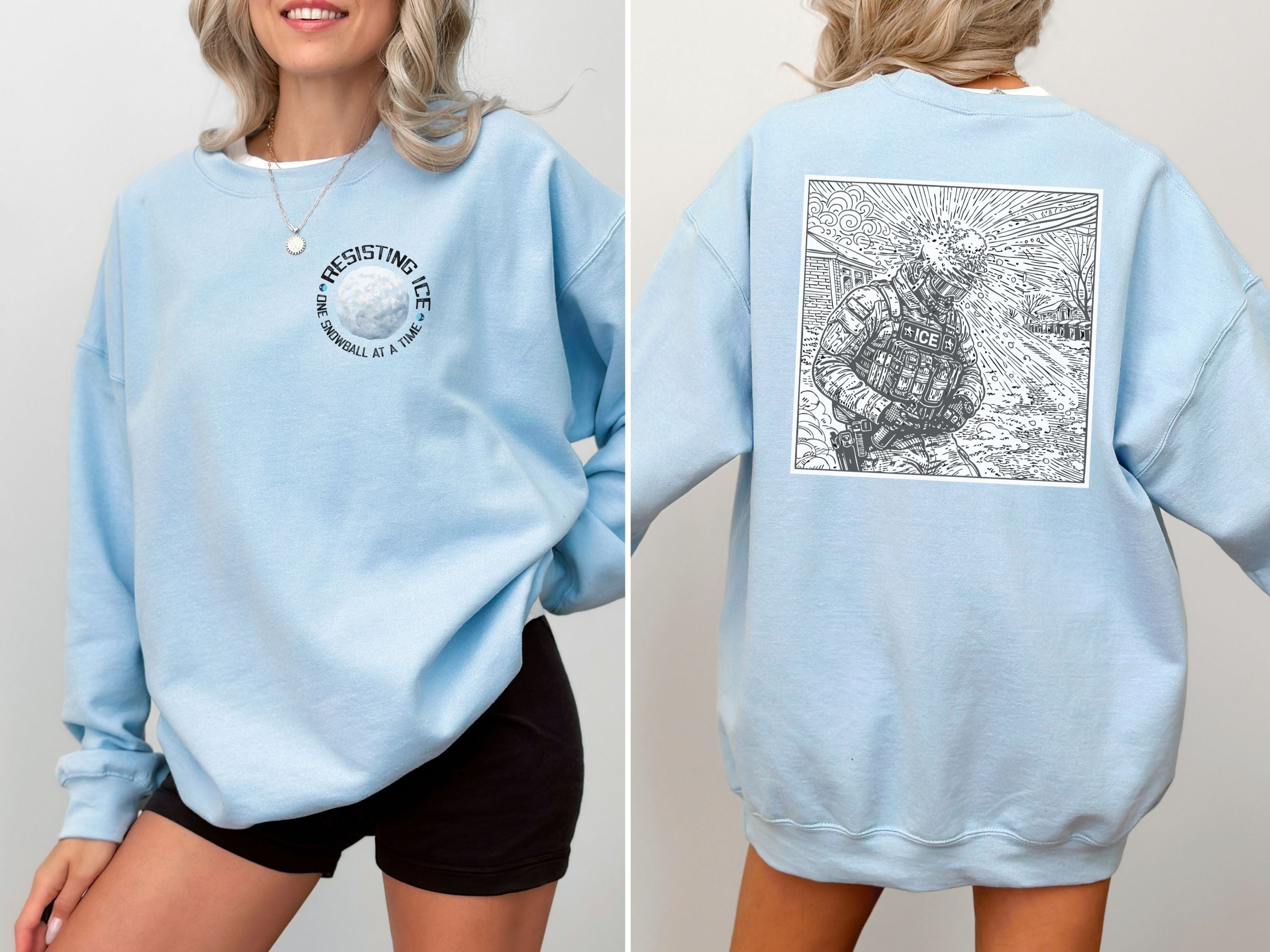 Resisting Ice One Snowball At A Time | Detailed Back Illustration Nailed With A Snowa