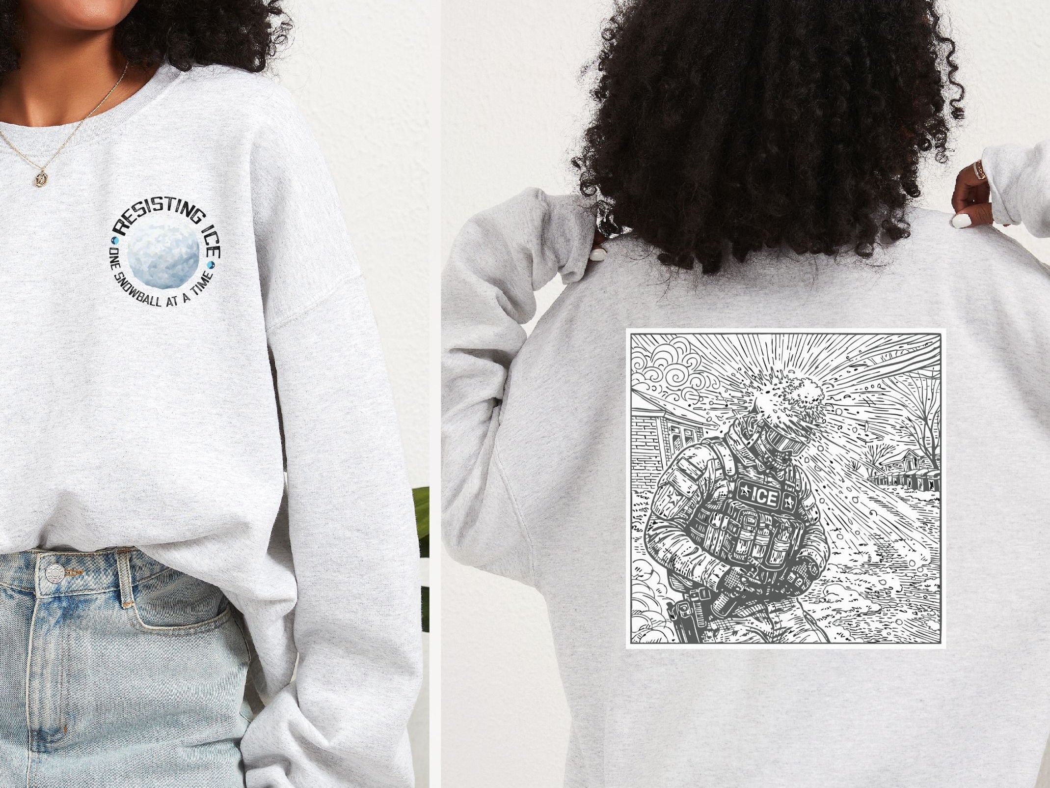 Resisting Ice One Snowball At A Time | Detailed Back Illustration Nailed With A Snowa