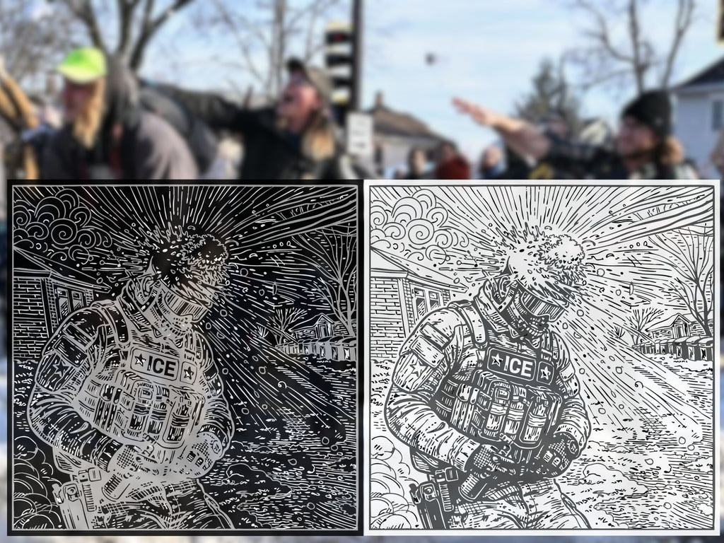 Resisting Ice One Snowball At A Time | Detailed Back Illustration Nailed With A Snowa