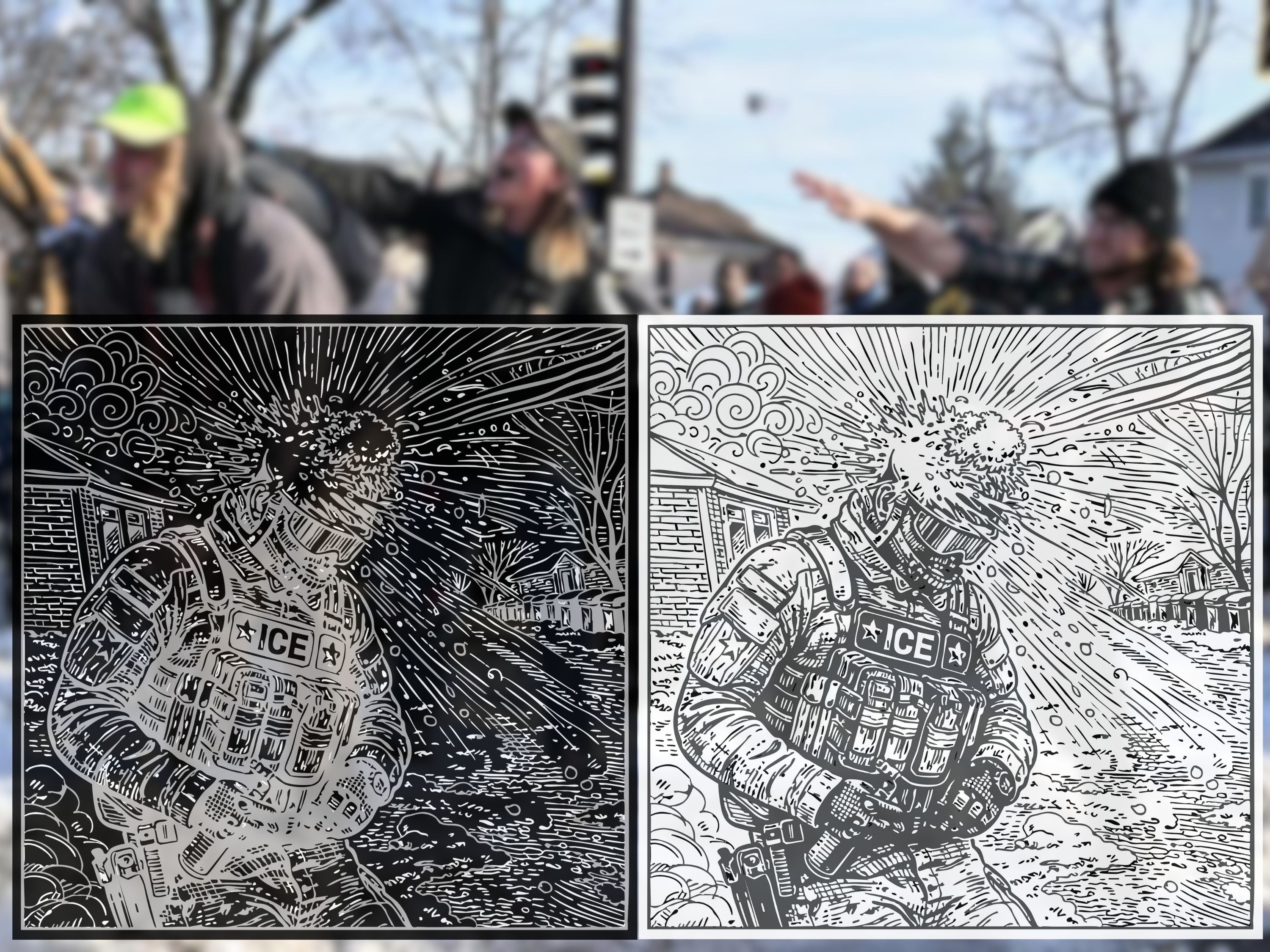 Resisting Ice One Snowball At A Time | Detailed Back Illustration Nailed With A Snowa