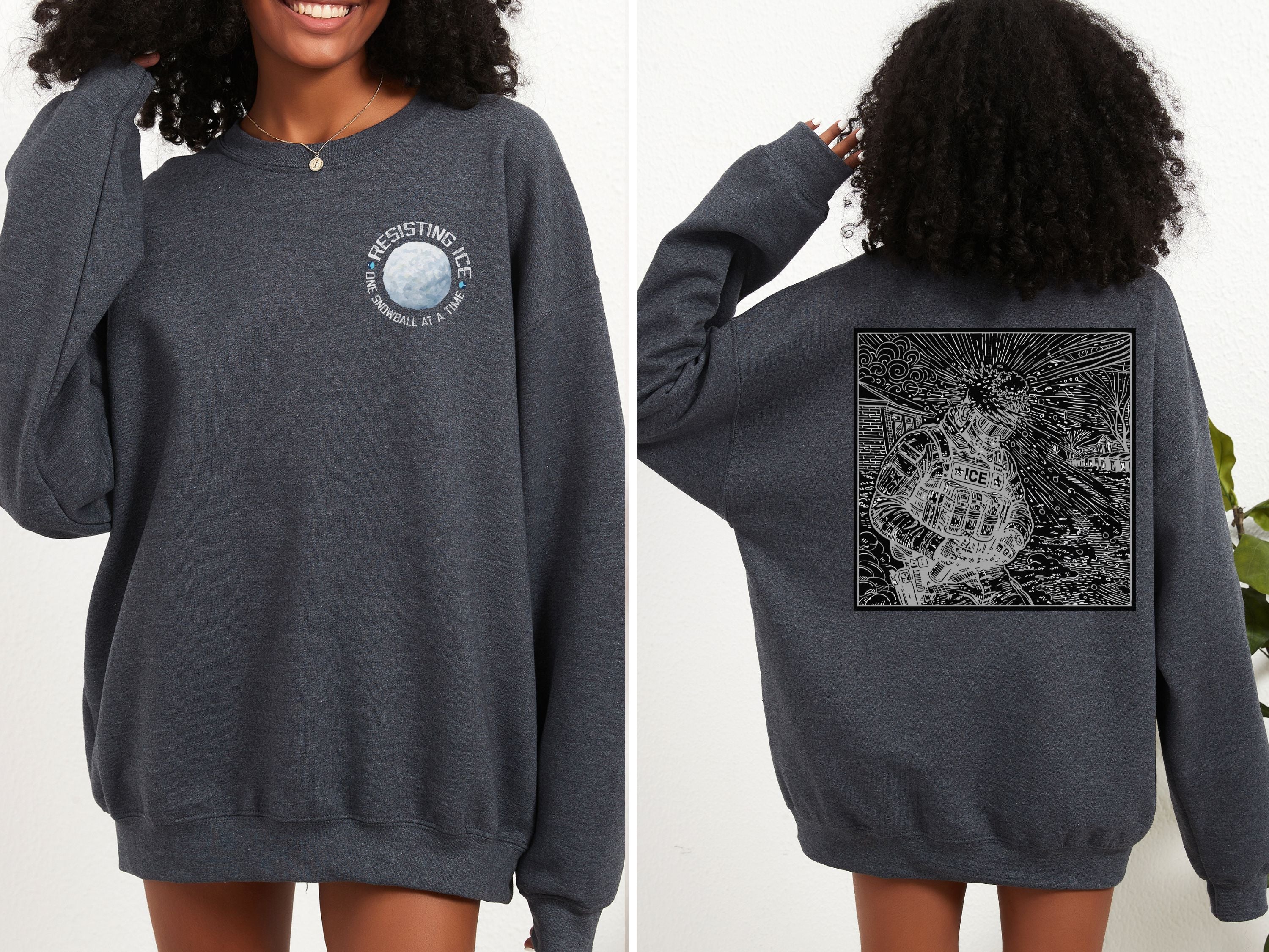 Resisting Ice One Snowball At A Time | Detailed Back Illustration Nailed With A Snowa