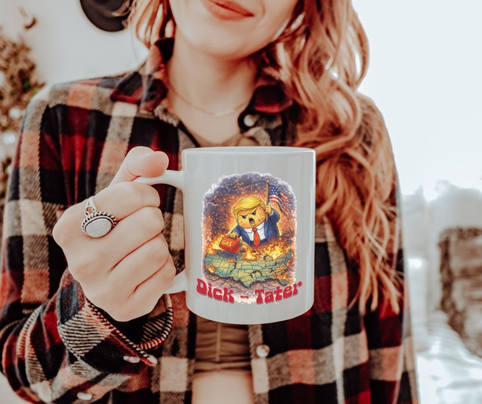 Jumbo Dick Tater US on fire Mug, 20oz