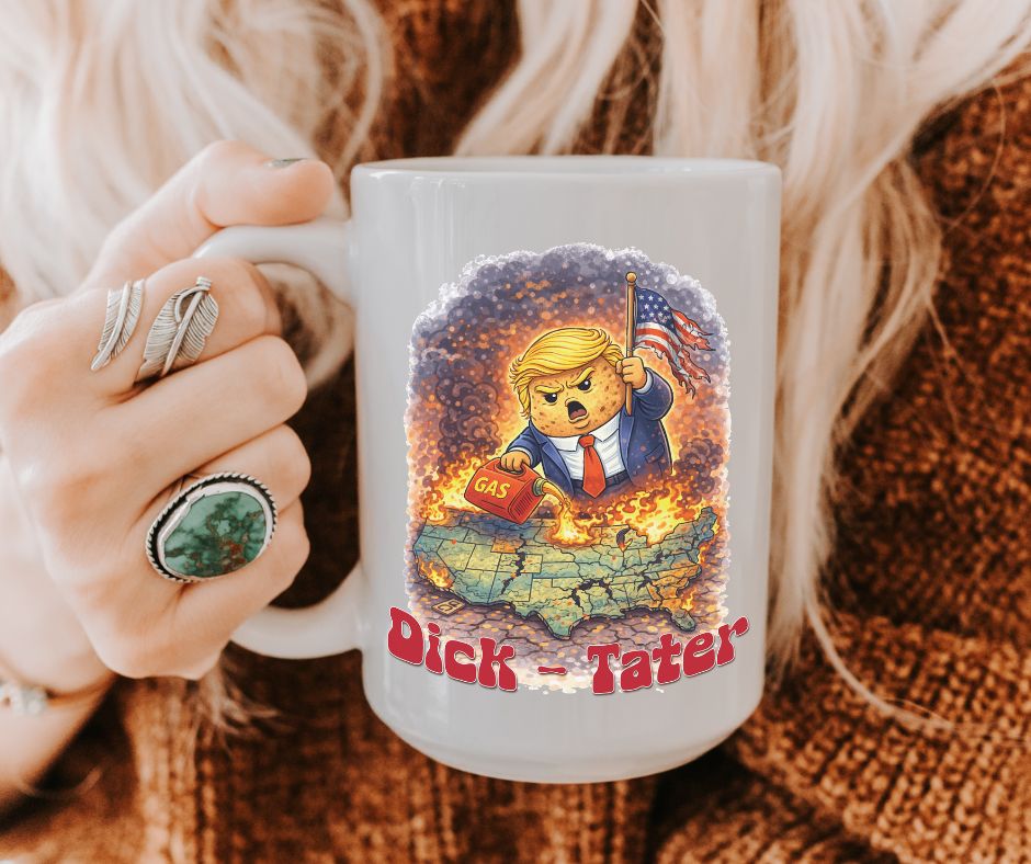 Jumbo Dick Tater US on fire Mug, 20oz