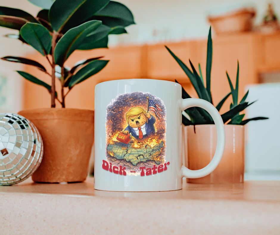 Jumbo Dick Tater US on fire Mug, 20oz
