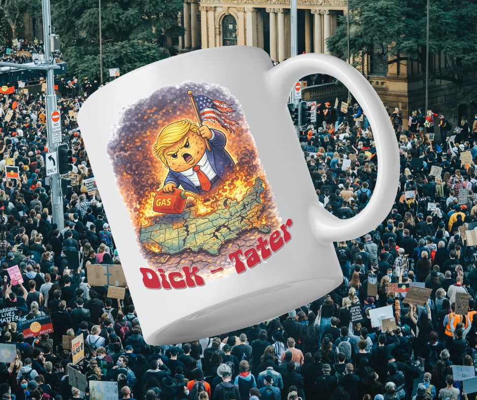 Jumbo Dick Tater US on fire Mug, 20oz