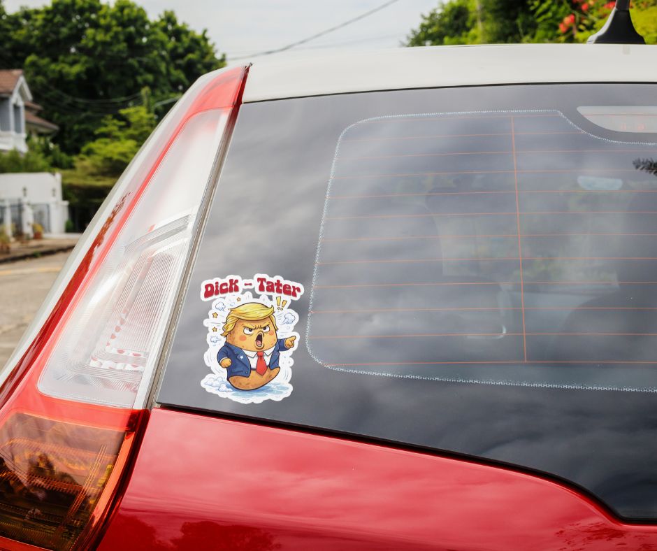 Cartoon Dick Tater Politician Kiss-Cut Sticker | Satirical Character Sticker