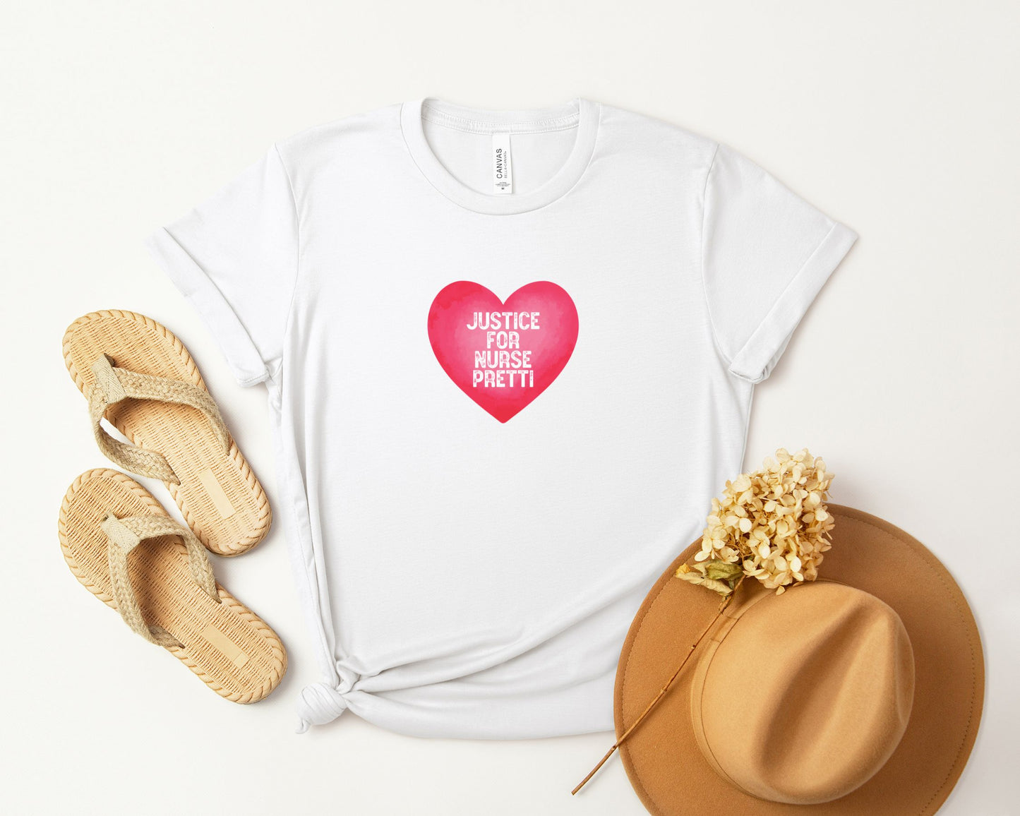Justice For Nurse Pretti T-Shirt | Heart Graphic, Nurse Advocacy Tee