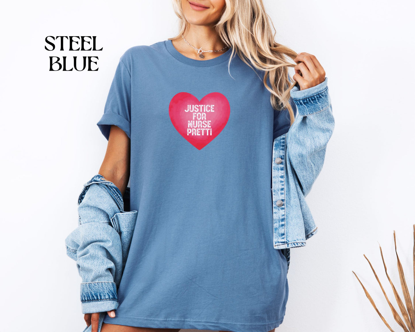 Justice For Nurse Pretti T-Shirt | Heart Graphic, Nurse Advocacy Tee
