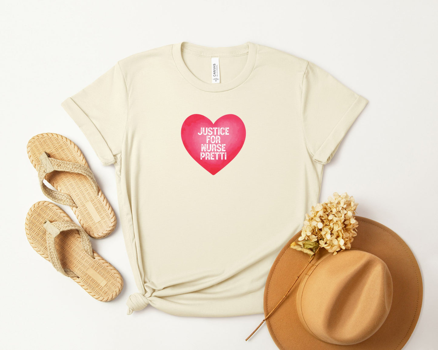 Justice For Nurse Pretti T-Shirt | Heart Graphic, Nurse Advocacy Tee