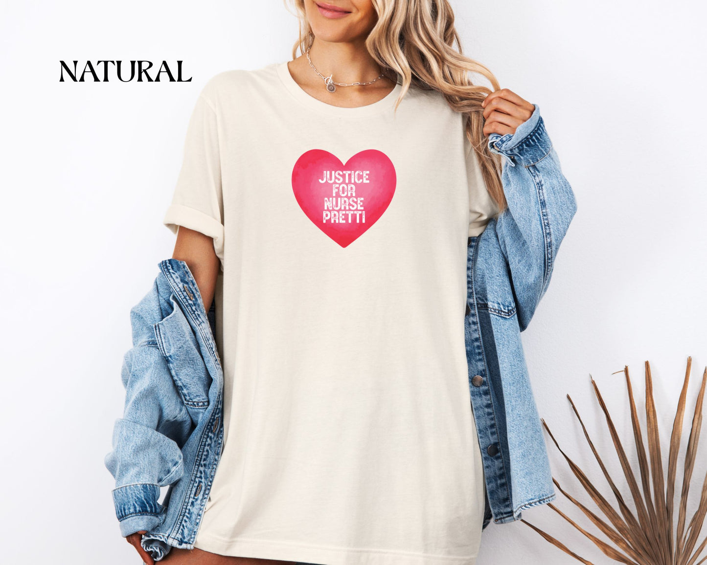 Justice For Nurse Pretti T-Shirt | Heart Graphic, Nurse Advocacy Tee