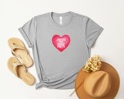 Justice For Nurse Pretti T-Shirt | Heart Graphic, Nurse Advocacy Tee
