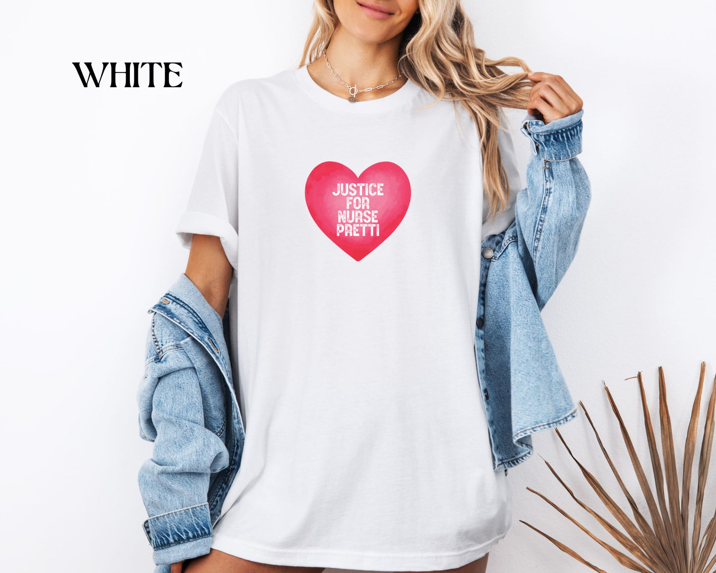 Justice For Nurse Pretti T-Shirt | Heart Graphic, Nurse Advocacy Tee