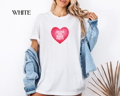 Justice For Nurse Pretti T-Shirt | Heart Graphic, Nurse Advocacy Tee