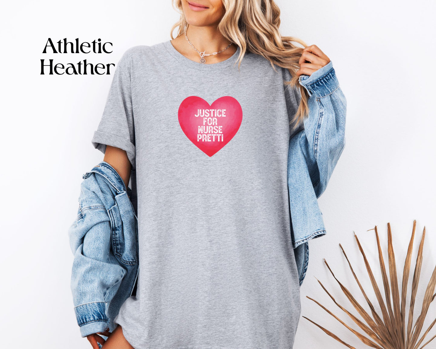 Justice For Nurse Pretti T-Shirt | Heart Graphic, Nurse Advocacy Tee