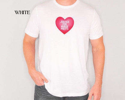 Justice For Nurse Pretti T-Shirt | Heart Graphic, Nurse Advocacy Tee