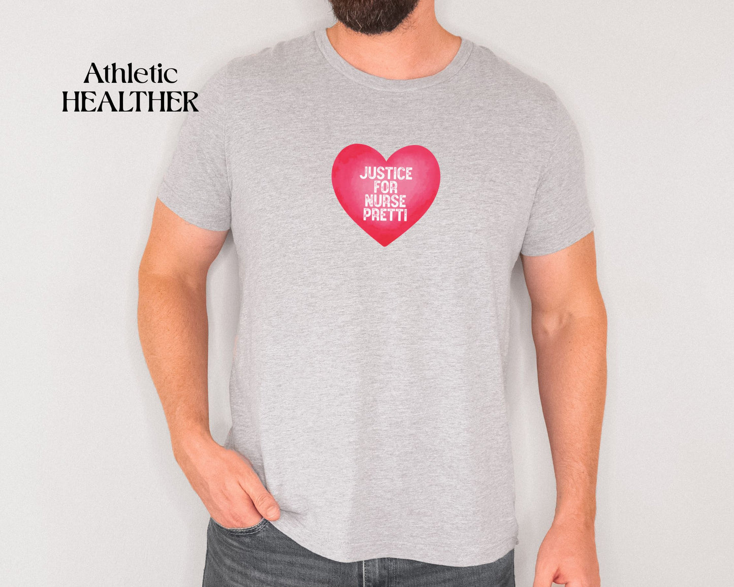 Justice For Nurse Pretti T-Shirt | Heart Graphic, Nurse Advocacy Tee