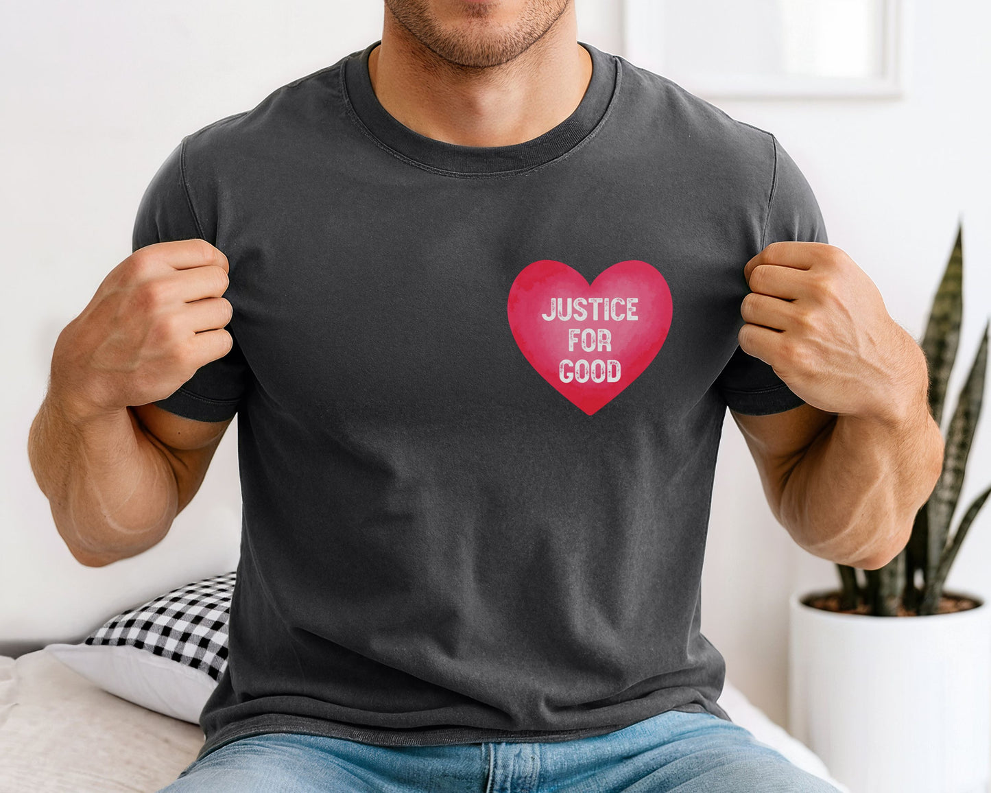 Justice For Good heart graphic T-shirt | Activist Shirt