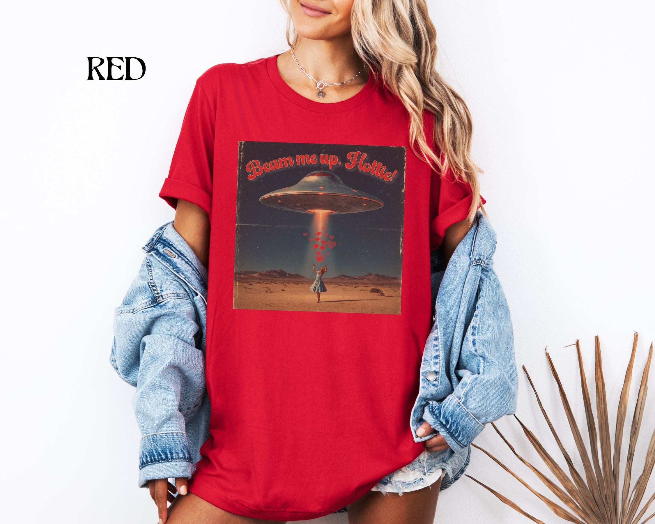 Beam Me Up, Hottie Valentine Tshirt | Star Trek pun for fun Valentine's gift | Sci-fi star crossed lovers top | Abducted by Love Shirt