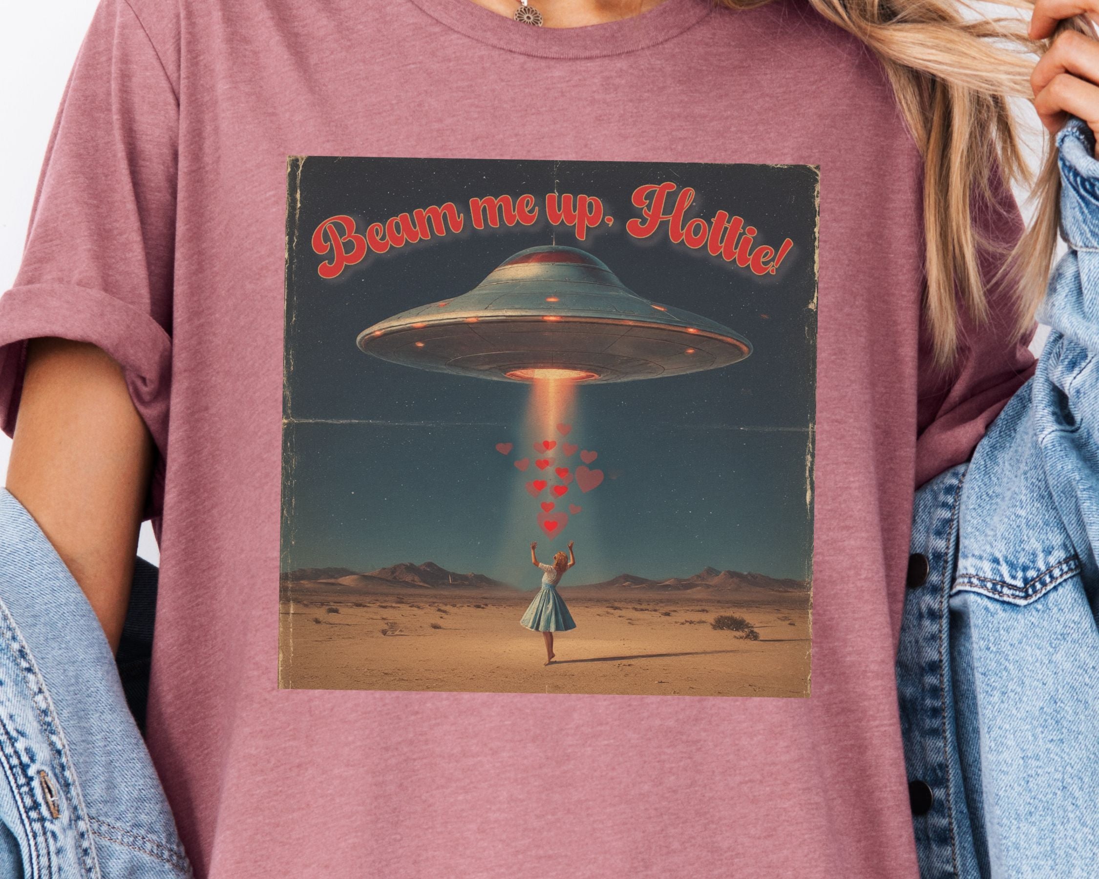 Beam Me Up, Hottie Valentine Tshirt | Star Trek pun for fun Valentine's gift | Sci-fi star crossed lovers top | Abducted by Love Shirt